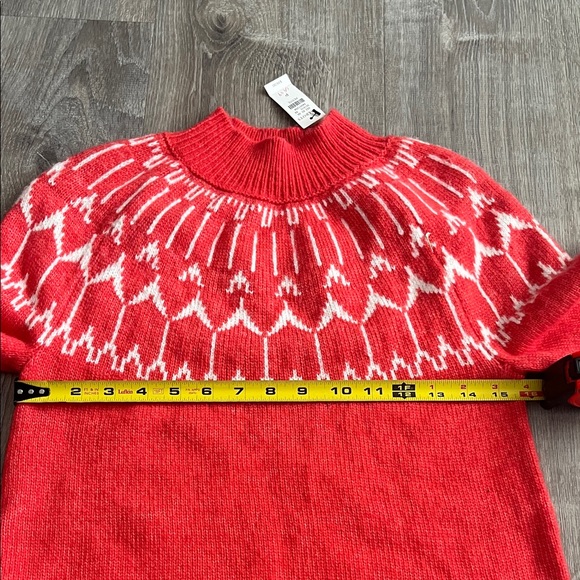 Talbots Red and White Crew Neck Fair Isle Sweater - Picture 2 of 7